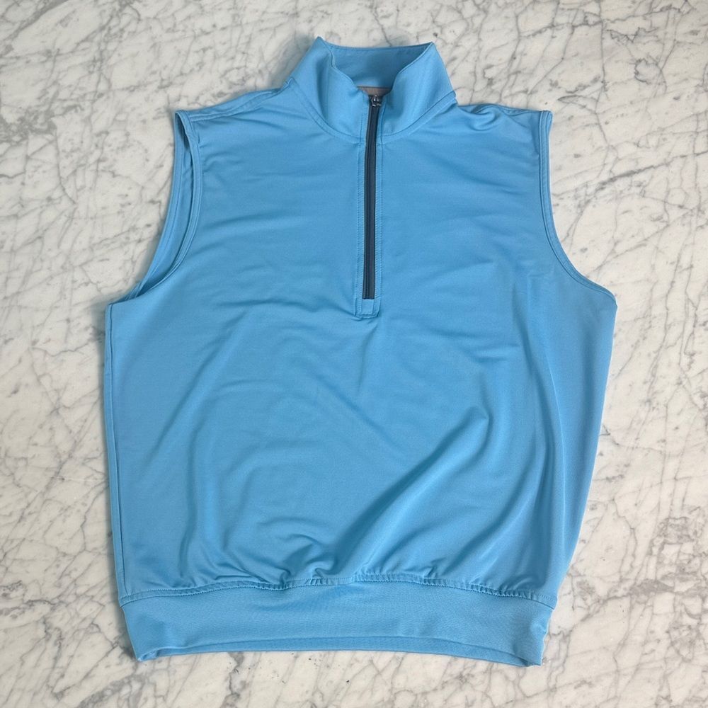Straight Down Carson Golf Vest Mens Sz M Light Blue Sleeveless Half Zip Shirt